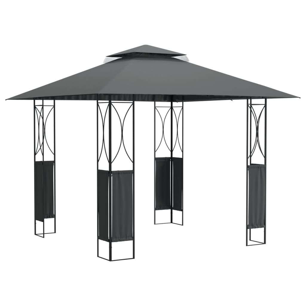 Prieel met dak 300x300x270 cm staal antracietkleurig is nu te koop bij PeponiXL, paradijselijk wonen!