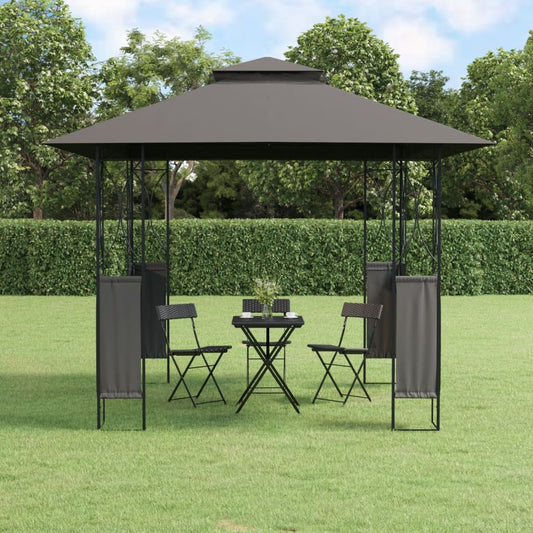 Prieel met dak 300x300x270 cm staal antracietkleurig is nu te koop bij PeponiXL, paradijselijk wonen!