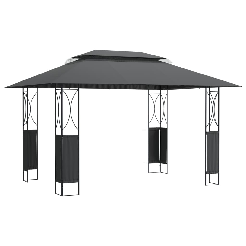 Prieel met dak 400x300x270 cm staal antracietkleurig is nu te koop bij PeponiXL, paradijselijk wonen!