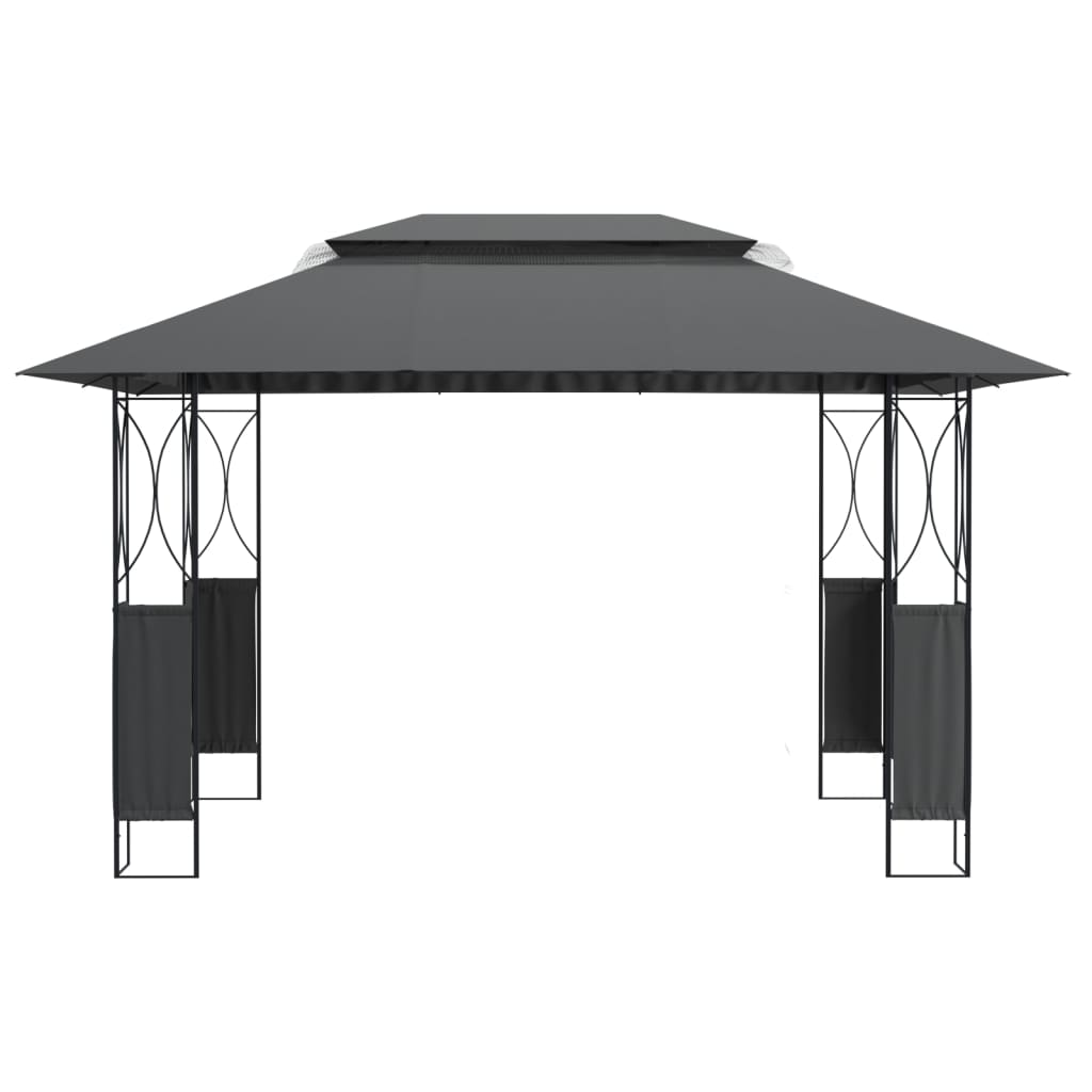 Prieel met dak 400x300x270 cm staal antracietkleurig is nu te koop bij PeponiXL, paradijselijk wonen!