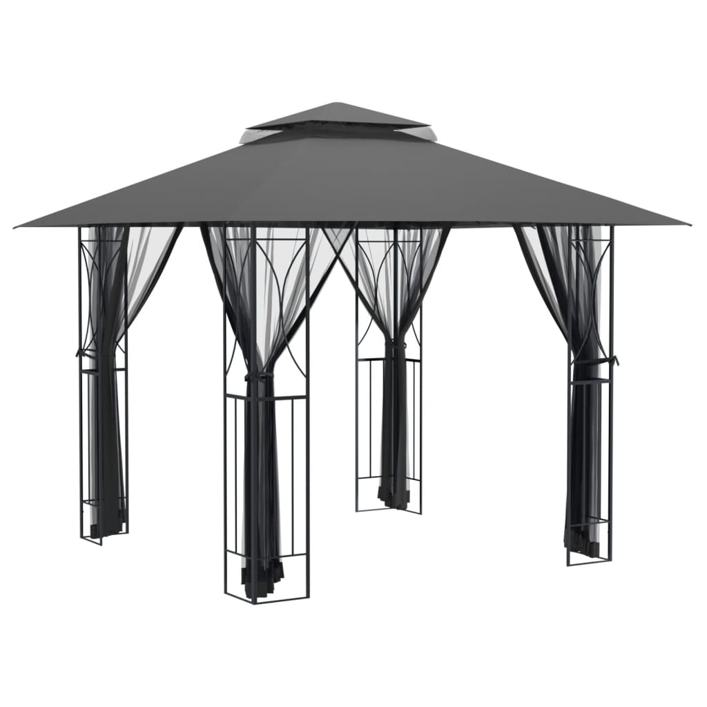 Prieel met zijwanden 300x300x270 cm staal antracietkleurig is nu te koop bij PeponiXL, paradijselijk wonen!