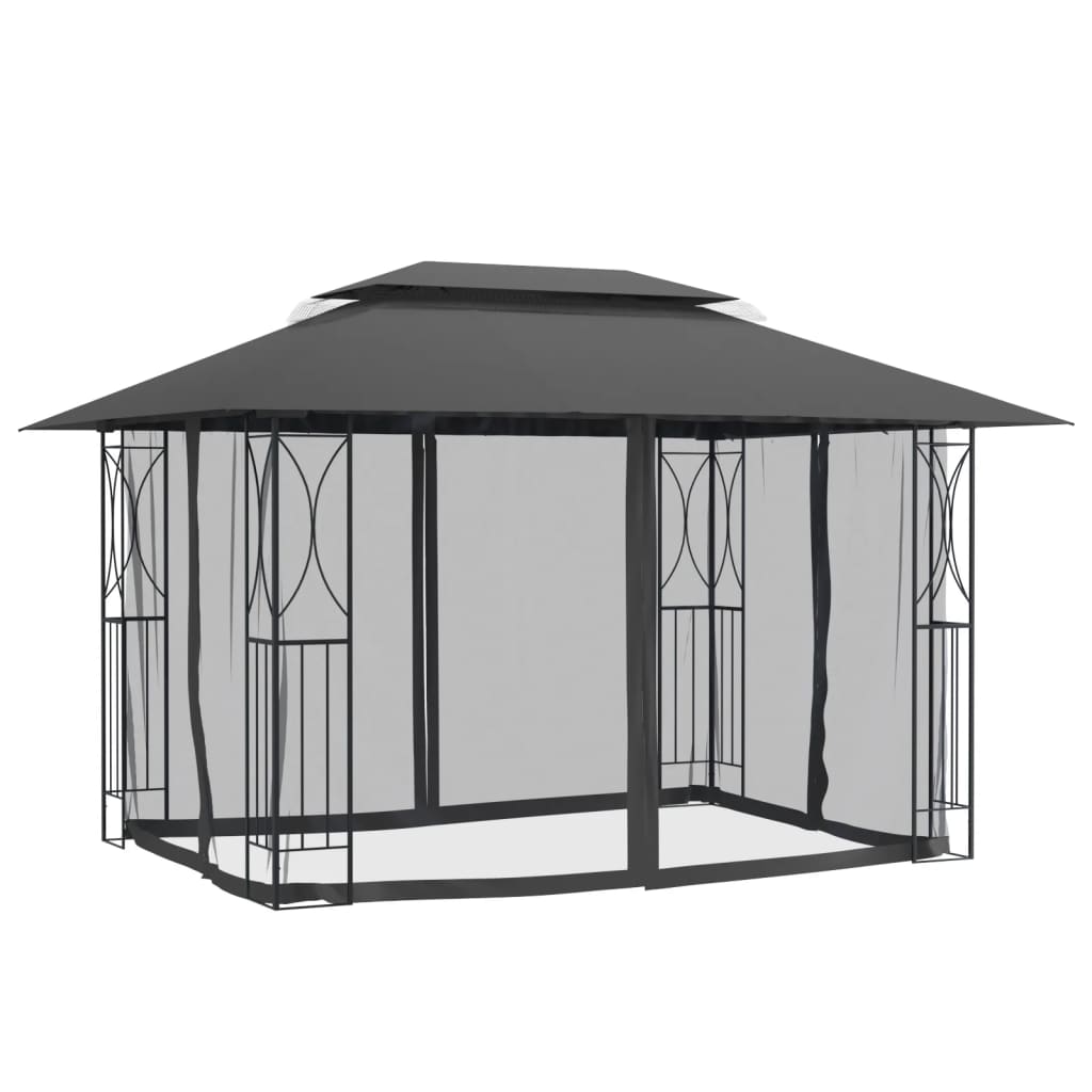 Prieel met zijwanden 400x300x270 cm staal antracietkleurig is nu te koop bij PeponiXL, paradijselijk wonen!