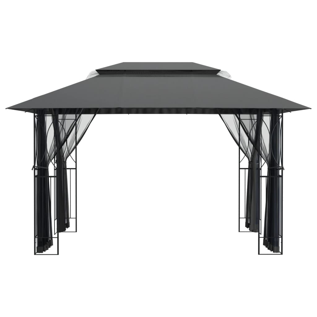 Prieel met zijwanden 400x300x270 cm staal antracietkleurig is nu te koop bij PeponiXL, paradijselijk wonen!