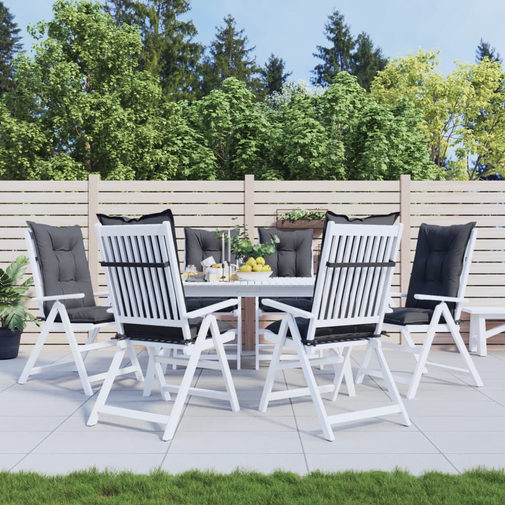 Tuinstoelkussens 6 st hoge rug 120x50x7 cm stof antracietkleur