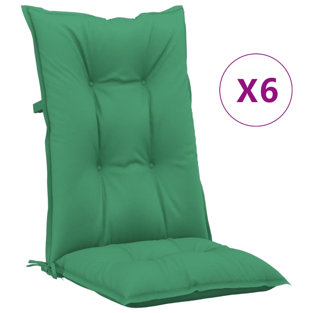Tuinstoelkussens 6 st hoge rug 120x50x7 cm stof groen is nu te koop bij PeponiXL, paradijselijk wonen!