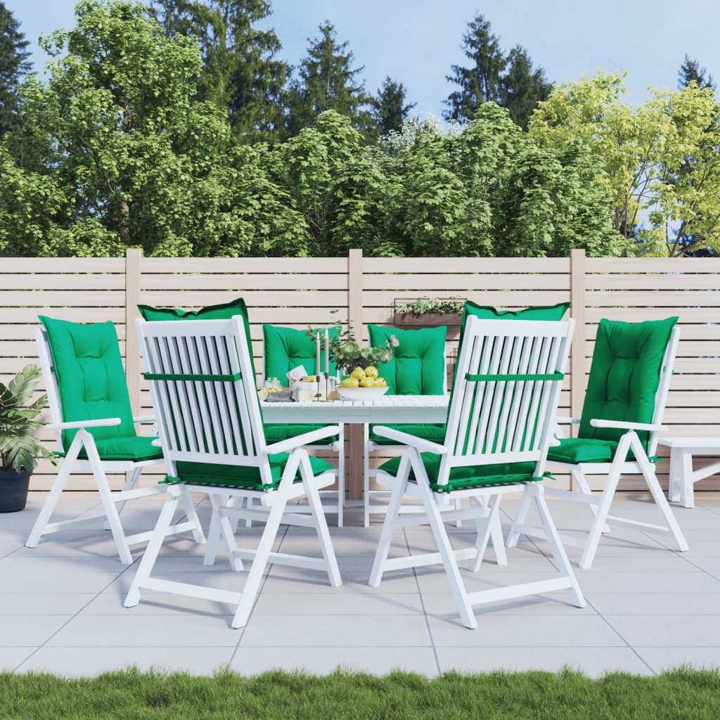 Tuinstoelkussens 6 st hoge rug 120x50x7 cm stof groen is nu te koop bij PeponiXL, paradijselijk wonen!
