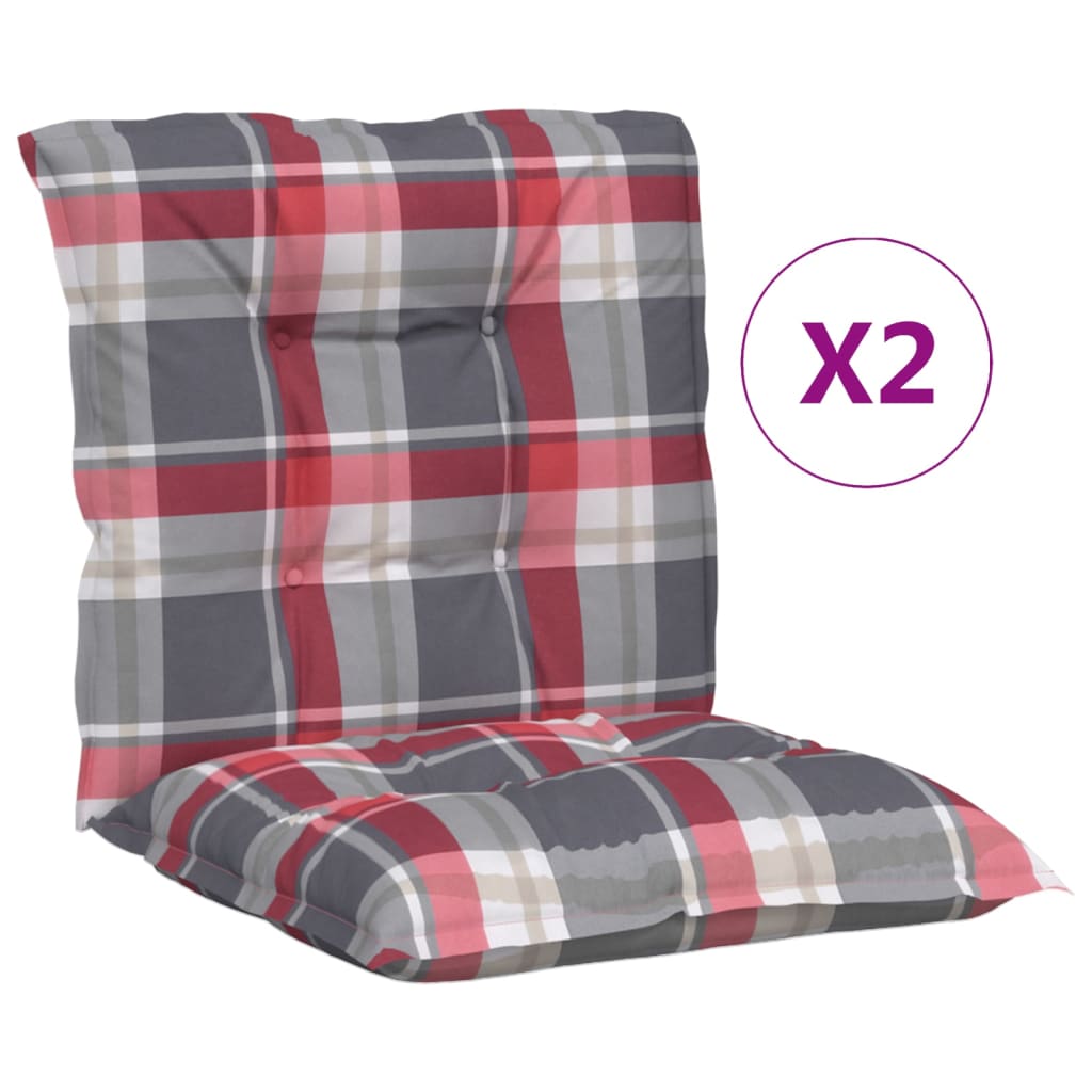 Tuinstoelkussens 2 st lage rug geruit 100x50x7 cm stof rood is nu te koop bij PeponiXL, paradijselijk wonen!