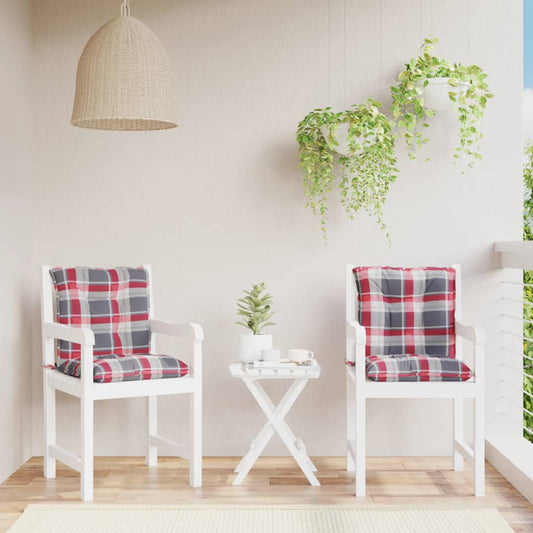 Tuinstoelkussens 2 st lage rug geruit 100x50x7 cm stof rood is nu te koop bij PeponiXL, paradijselijk wonen!