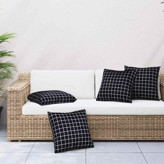 Spreidkussens Geruit 4 pcs Zwart Ruit 40 x 40 cm Polyester Stof is nu te koop bij PeponiXL, paradijselijk wonen!