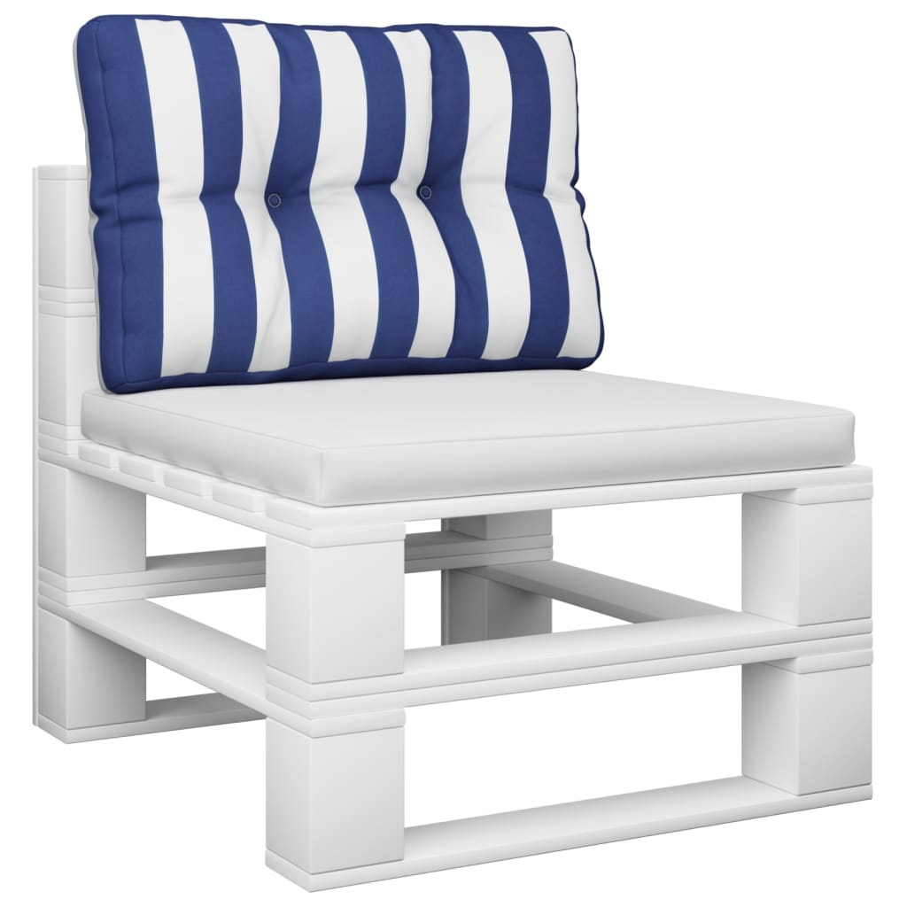 Palletkussen gestreept 60x40x12 cm stof blauw en wit