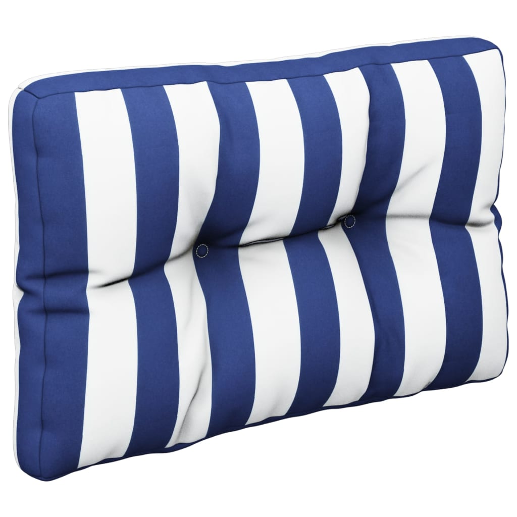 Palletkussen gestreept 60x40x12 cm stof blauw en wit