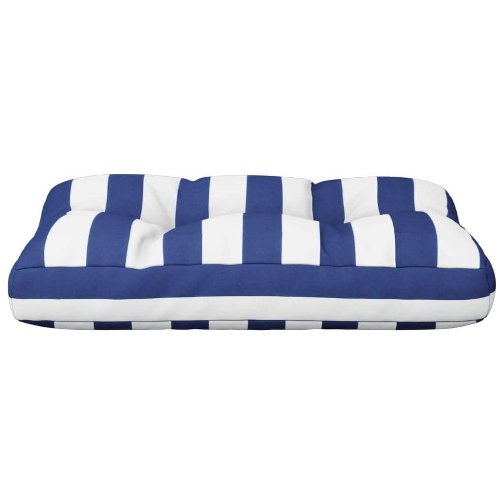 Palletkussen gestreept 60x40x12 cm stof blauw en wit