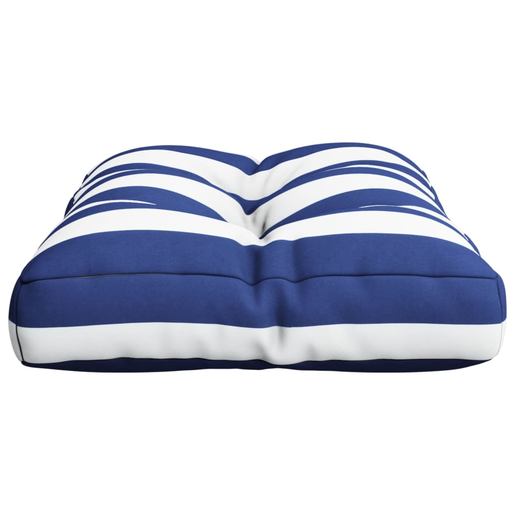 Palletkussen gestreept 60x40x12 cm stof blauw en wit
