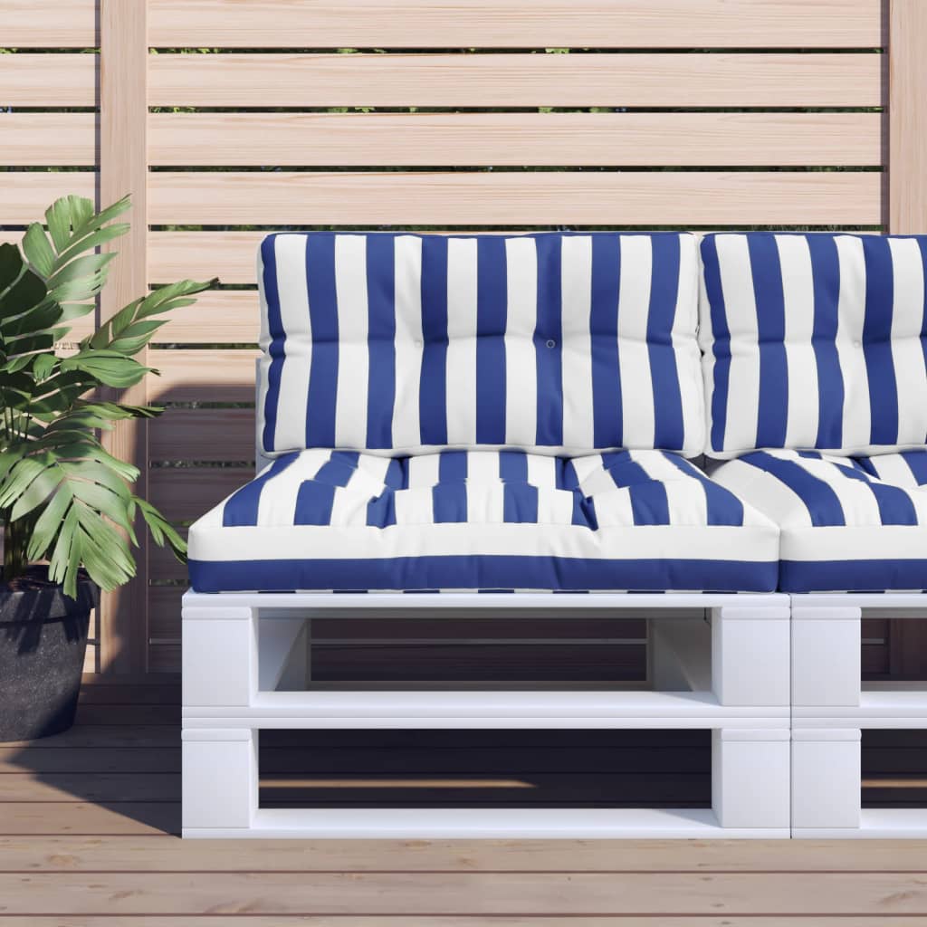 Palletkussen gestreept 70x40x12 cm stof blauw en wit is nu te koop bij PeponiXL, paradijselijk wonen!