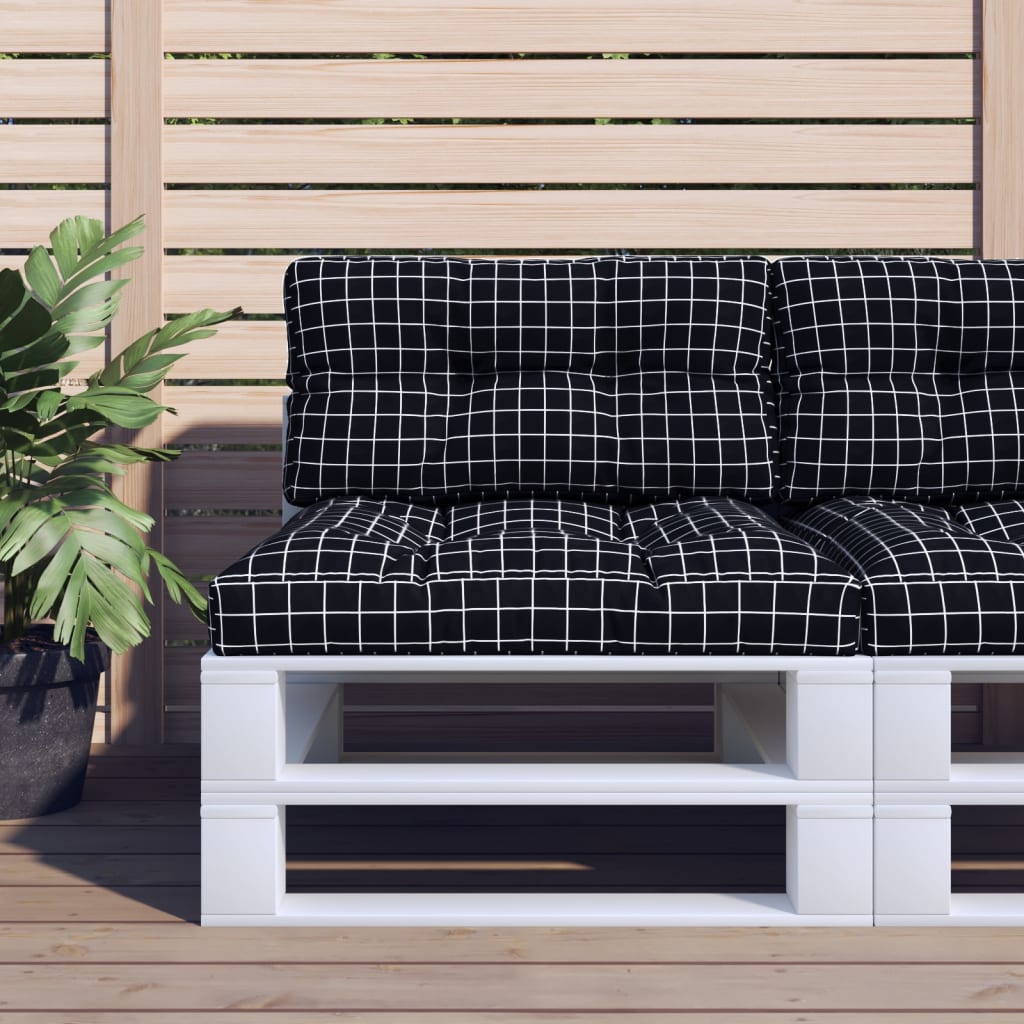Palletkussen ruitpatroon 70x40x12 cm stof zwart is nu te koop bij PeponiXL, paradijselijk wonen!