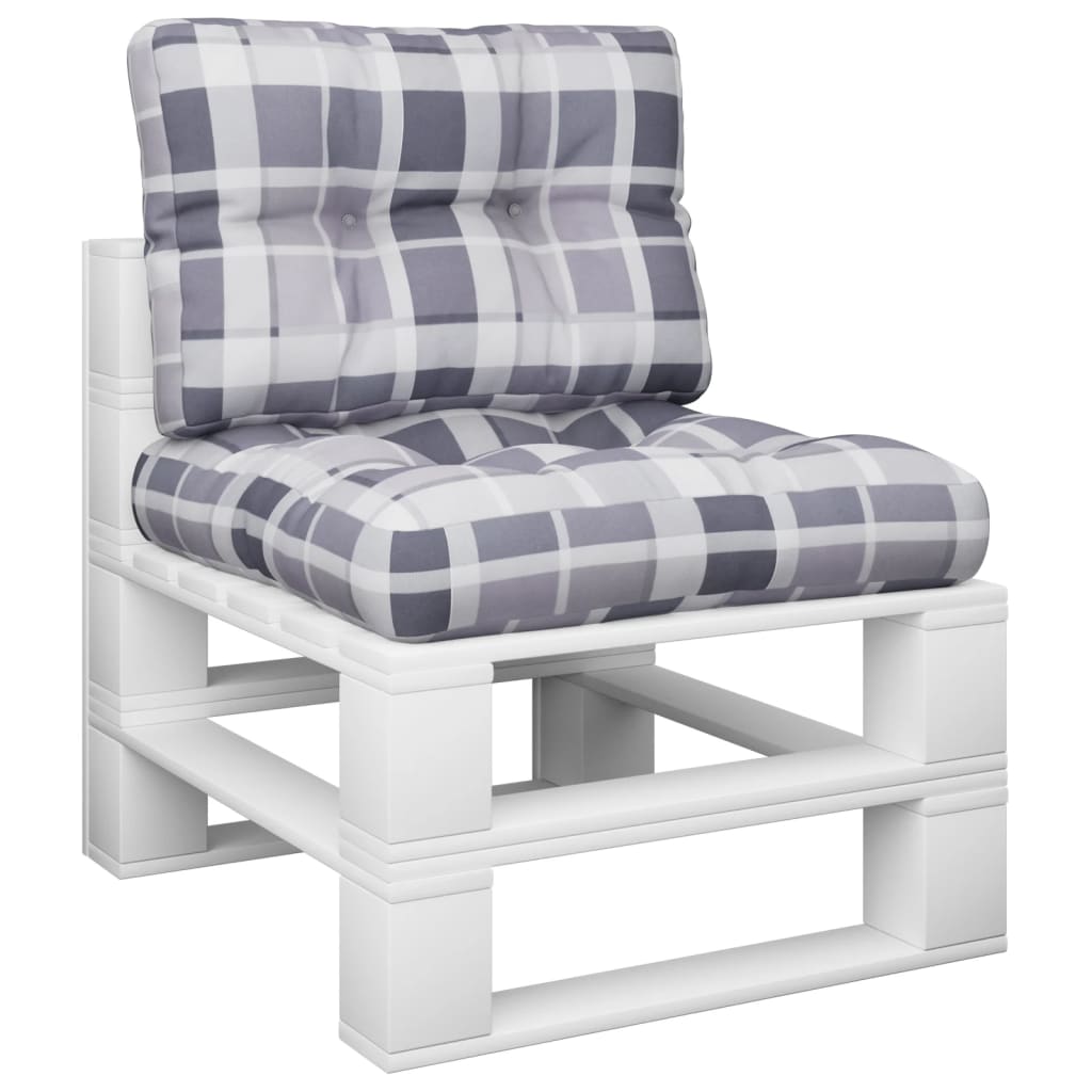 Palletkussens 2 st ruitpatroon stof grijs is nu te koop bij PeponiXL, paradijselijk wonen!