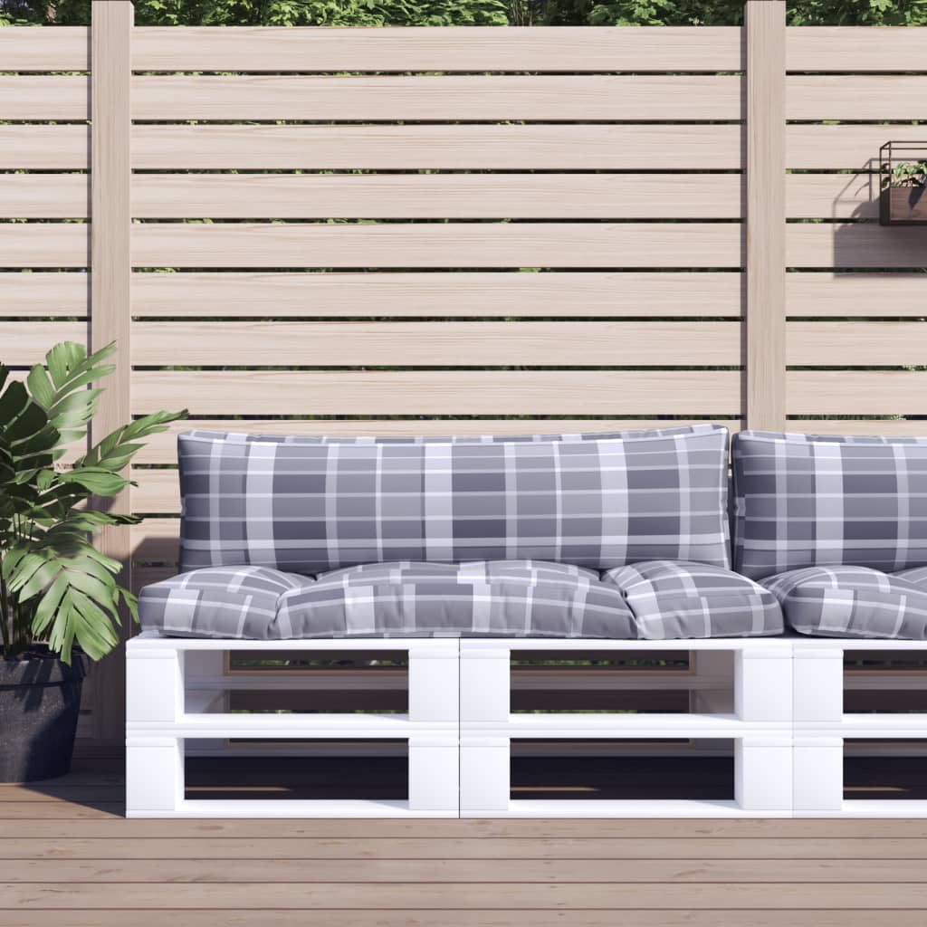 Palletkussens 2 st ruitpatroon stof grijs is nu te koop bij PeponiXL, paradijselijk wonen!