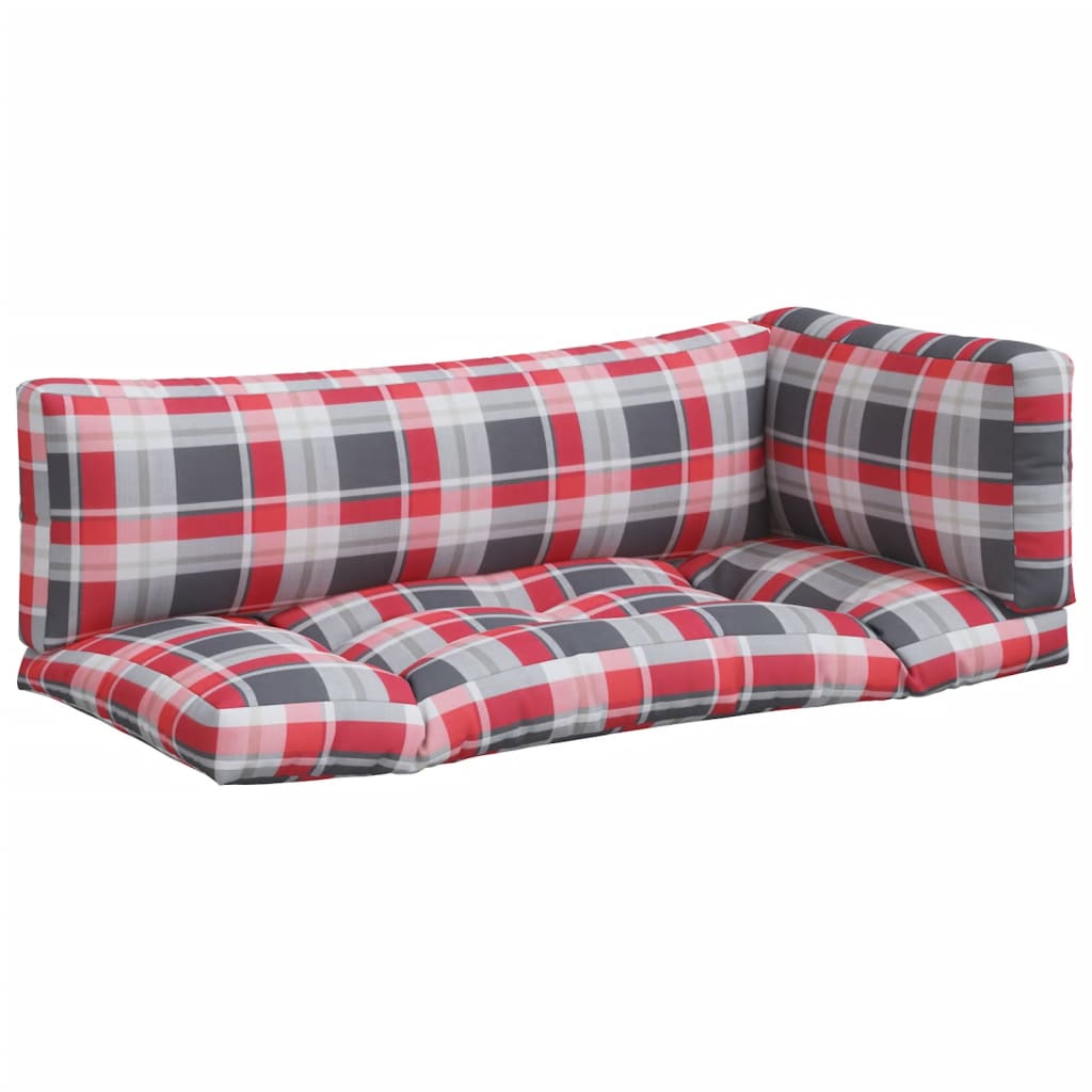 Palletkussens 3 st ruitpatroon stof rood is nu te koop bij PeponiXL, paradijselijk wonen!