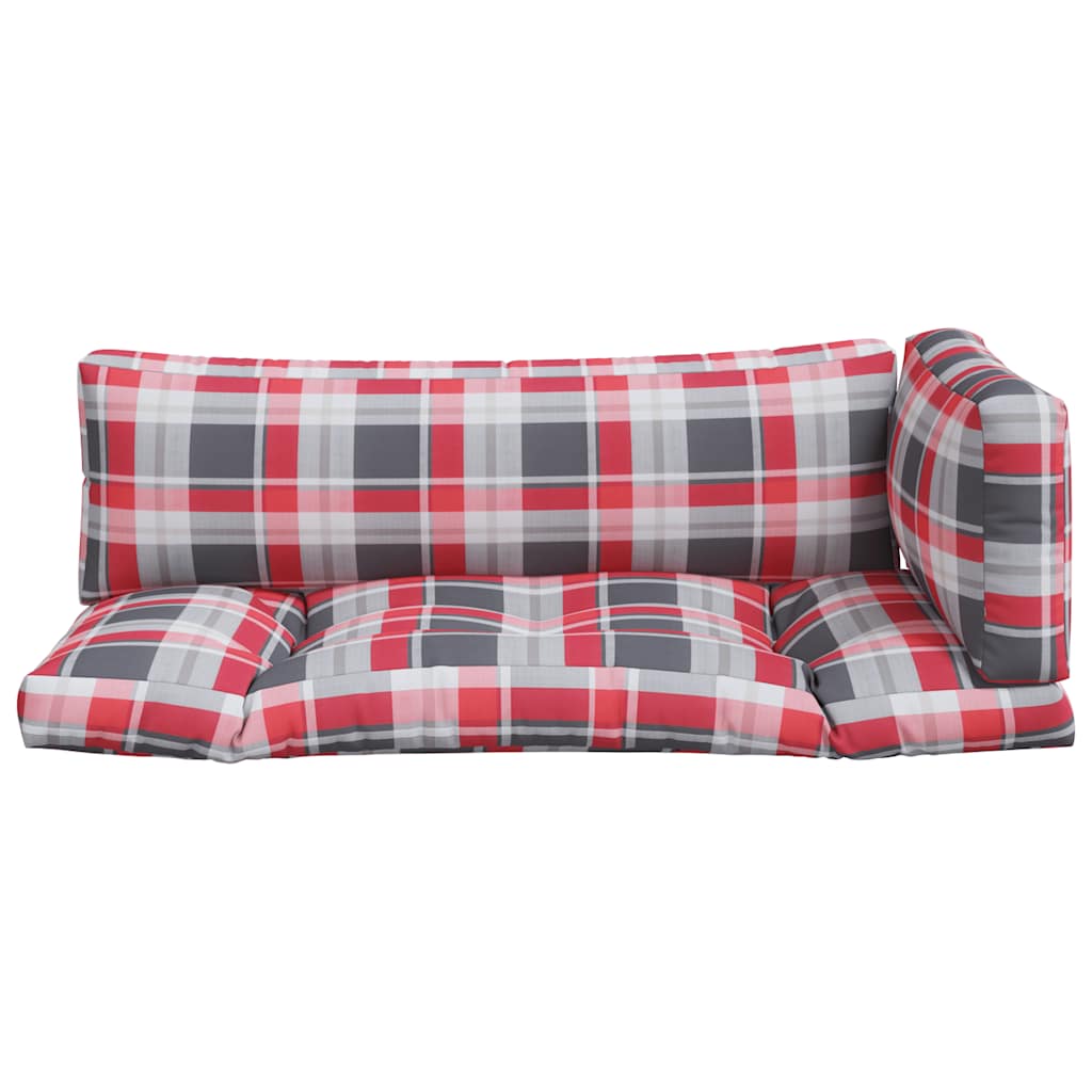 Palletkussens 3 st ruitpatroon stof rood is nu te koop bij PeponiXL, paradijselijk wonen!