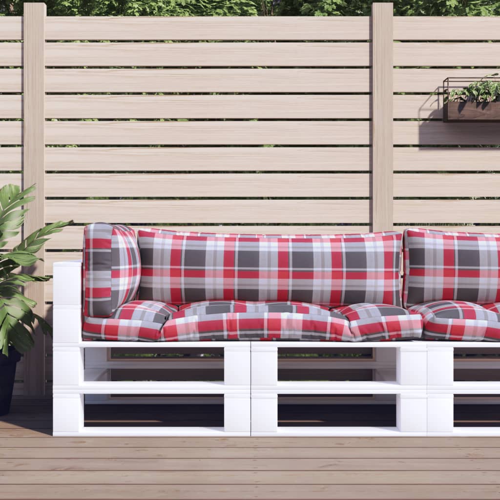 Palletkussens 3 st ruitpatroon stof rood is nu te koop bij PeponiXL, paradijselijk wonen!