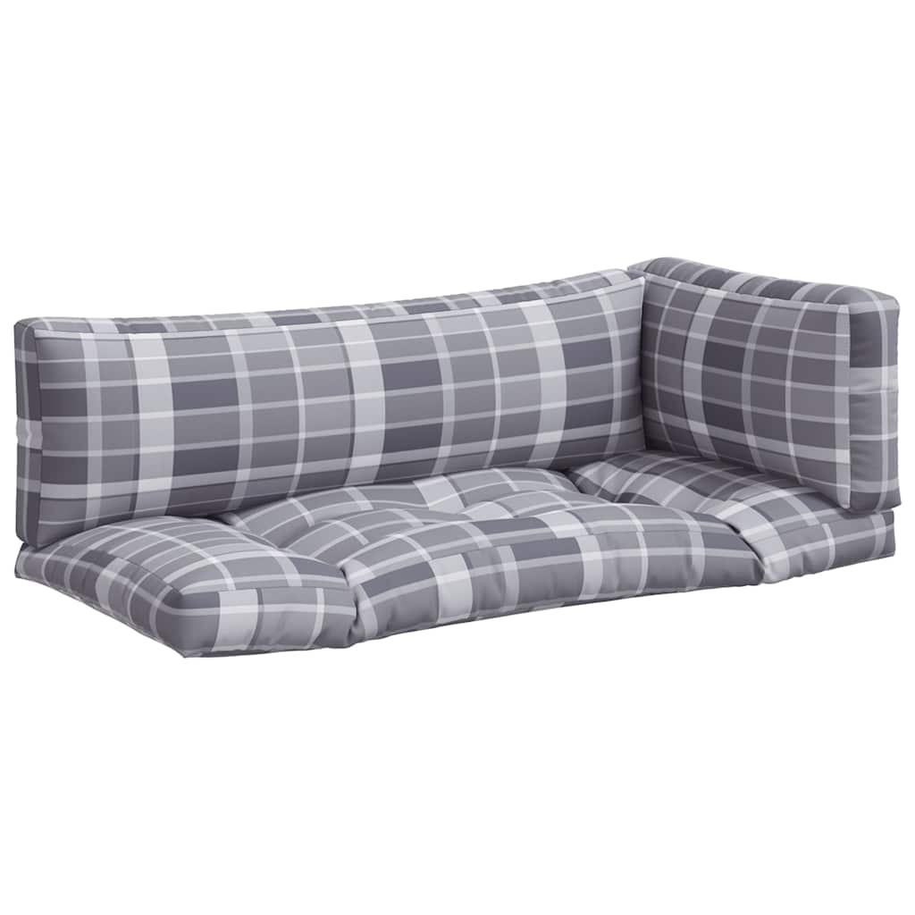 Palletkussens 3 st ruitpatroon stof grijs is nu te koop bij PeponiXL, paradijselijk wonen!