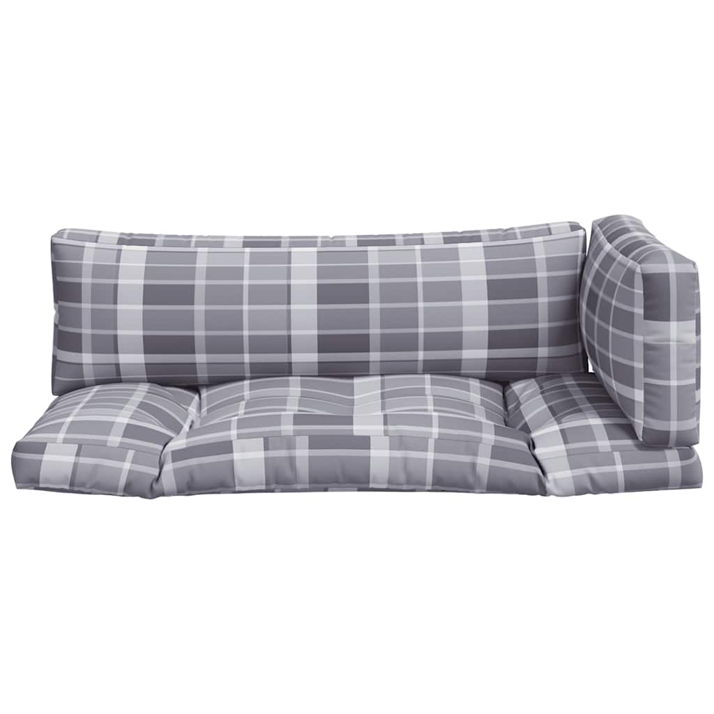 Palletkussens 3 st ruitpatroon stof grijs is nu te koop bij PeponiXL, paradijselijk wonen!