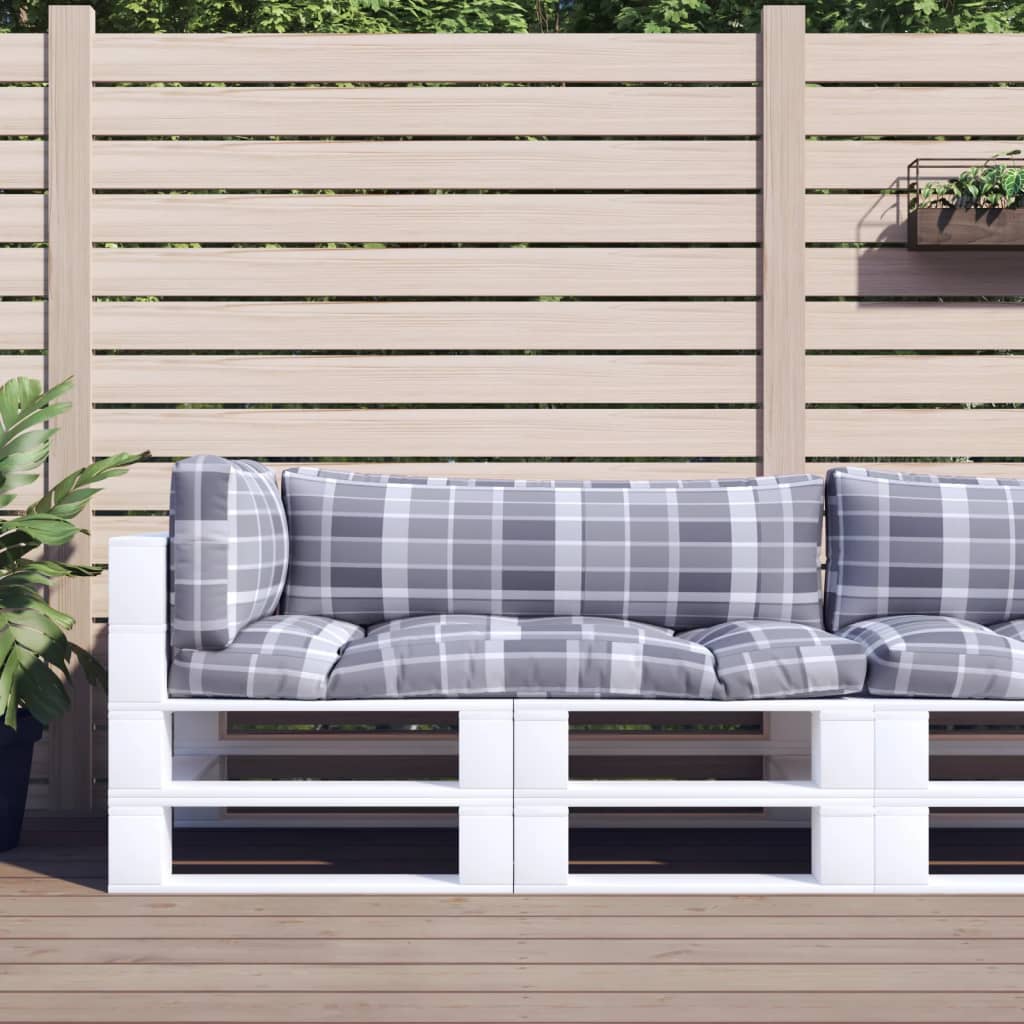 Palletkussens 3 st ruitpatroon stof grijs is nu te koop bij PeponiXL, paradijselijk wonen!