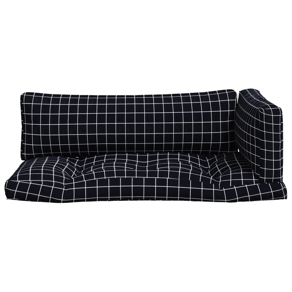 Palletkussens 3 st ruitpatroon oxford stof zwart is nu te koop bij PeponiXL, paradijselijk wonen!