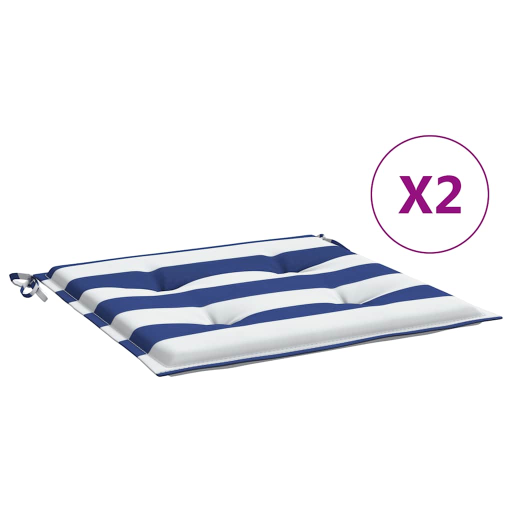 Tuinstoelkussens 2 st gestreept 40x40x4 cm stof wit en blauw is nu te koop bij PeponiXL, paradijselijk wonen!
