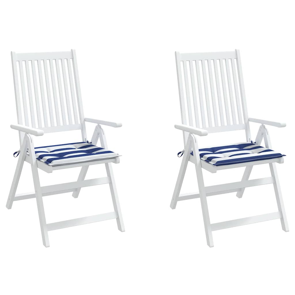 Tuinstoelkussens 2 st gestreept 40x40x4 cm stof wit en blauw is nu te koop bij PeponiXL, paradijselijk wonen!
