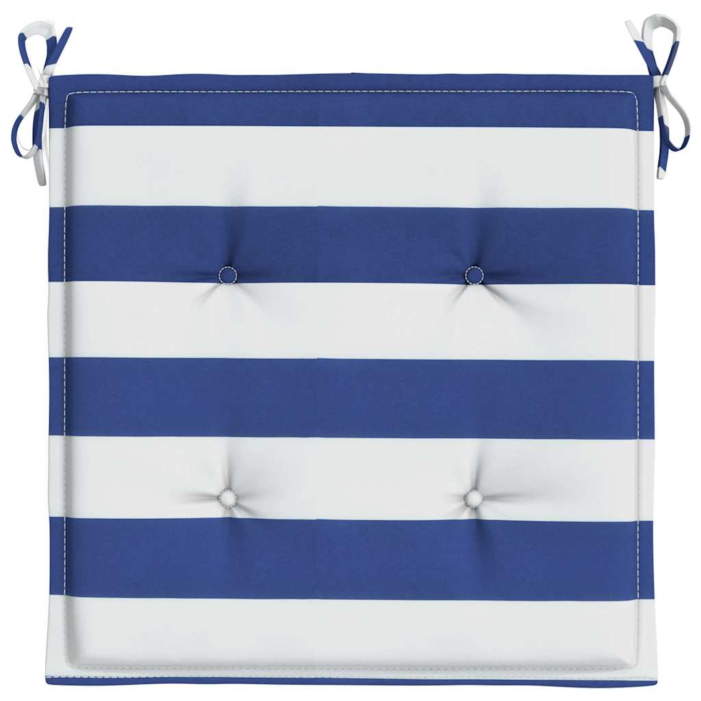 Tuinstoelkussens 2 st gestreept 40x40x4 cm stof wit en blauw is nu te koop bij PeponiXL, paradijselijk wonen!