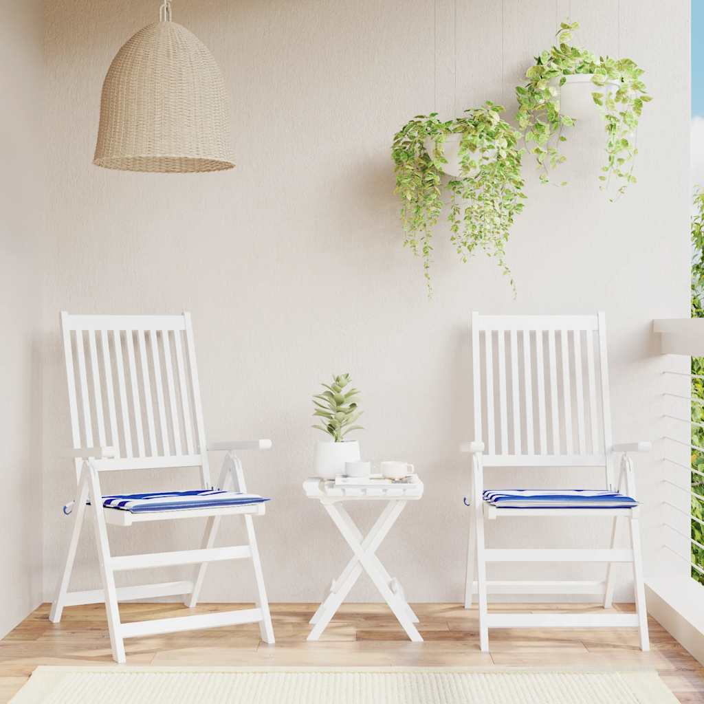 Tuinstoelkussens 2 st gestreept 40x40x4 cm stof wit en blauw is nu te koop bij PeponiXL, paradijselijk wonen!