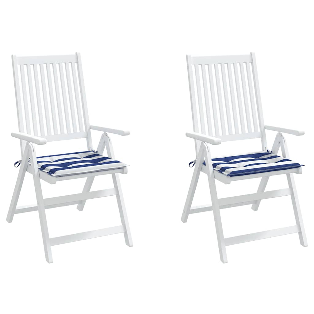 Tuinstoelkussens 2 st gestreept 50x50x4 cm stof wit en blauw is nu te koop bij PeponiXL, paradijselijk wonen!