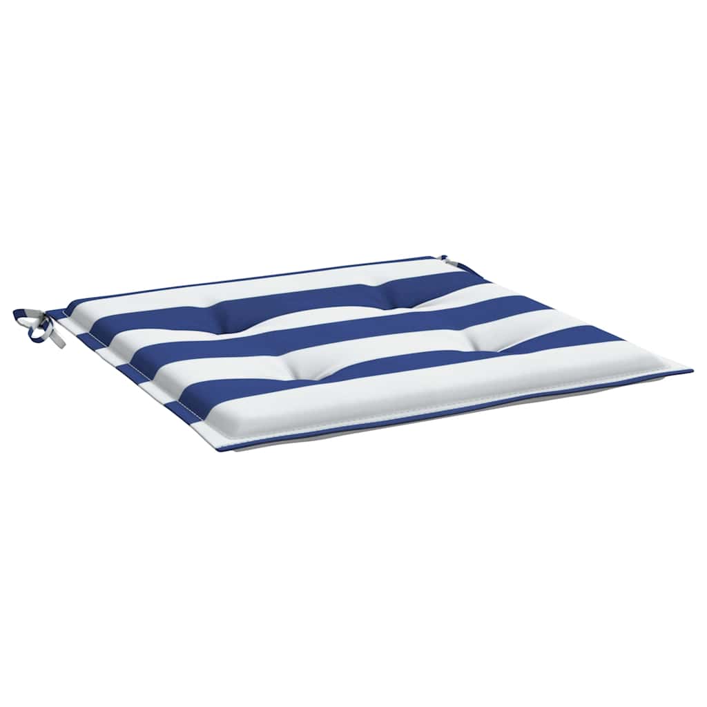 Tuinstoelkussens 2 st gestreept 50x50x4 cm stof wit en blauw is nu te koop bij PeponiXL, paradijselijk wonen!