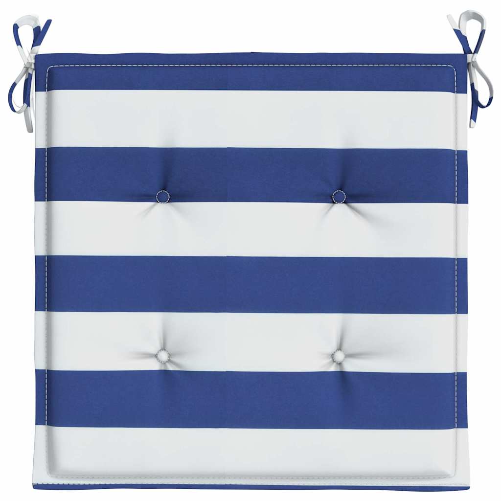 Tuinstoelkussens 2 st gestreept 50x50x4 cm stof wit en blauw is nu te koop bij PeponiXL, paradijselijk wonen!