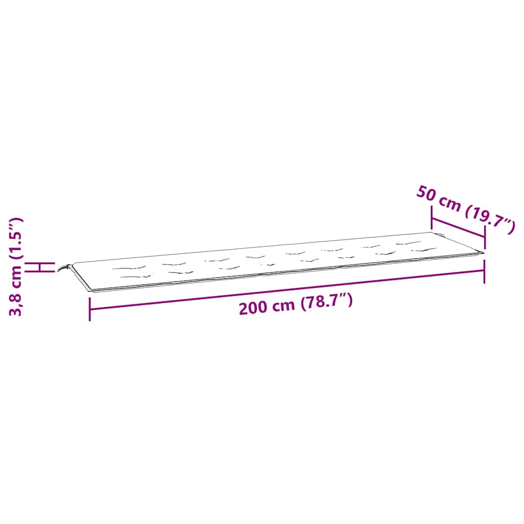 Tuinbankkussen ruitpatroon 200x50x4 cm stof zwart is nu te koop bij PeponiXL, paradijselijk wonen!