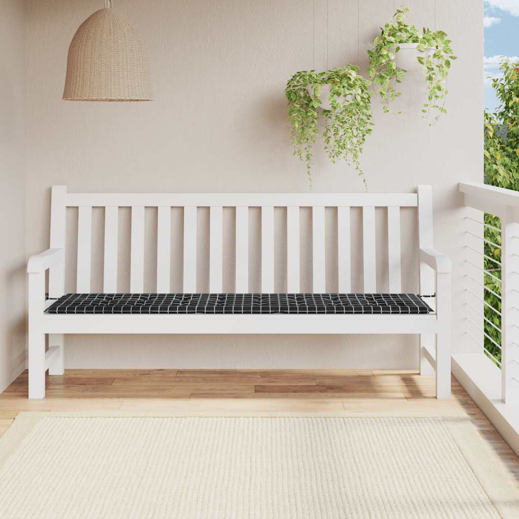 Tuinbankkussen ruitpatroon 200x50x4 cm stof zwart is nu te koop bij PeponiXL, paradijselijk wonen!