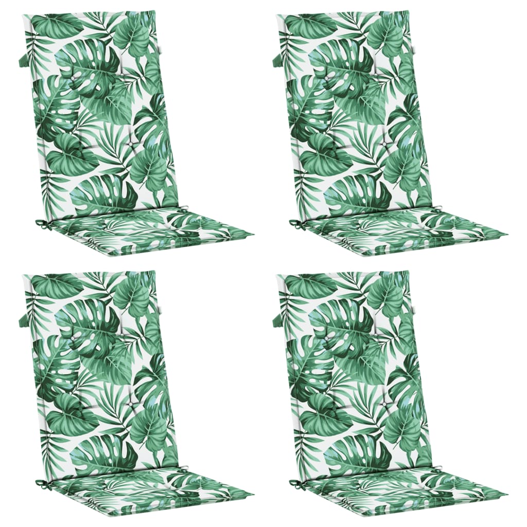 Stoelkussens 4 st hoge rug bladpatroon stof is nu te koop bij PeponiXL, paradijselijk wonen!