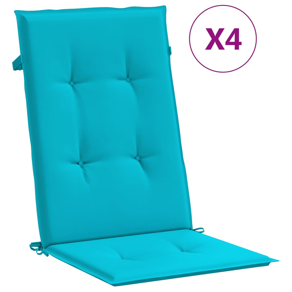 Stoelkussens 4 st hoge rug stof turquoise is nu te koop bij PeponiXL, paradijselijk wonen!