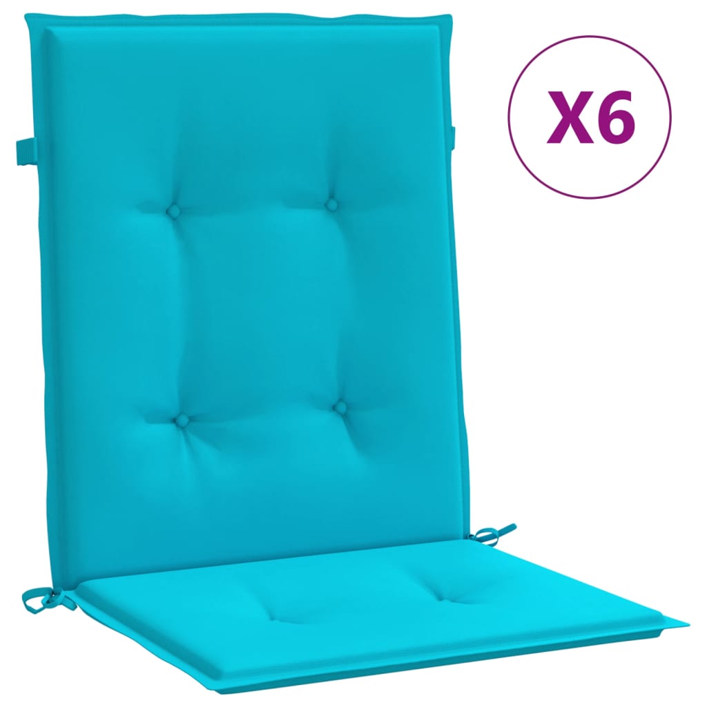 Stoelkussens 6 st lage rug stof turquoise is nu te koop bij PeponiXL, paradijselijk wonen!