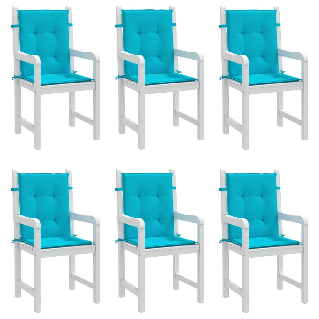 Stoelkussens 6 st lage rug stof turquoise is nu te koop bij PeponiXL, paradijselijk wonen!