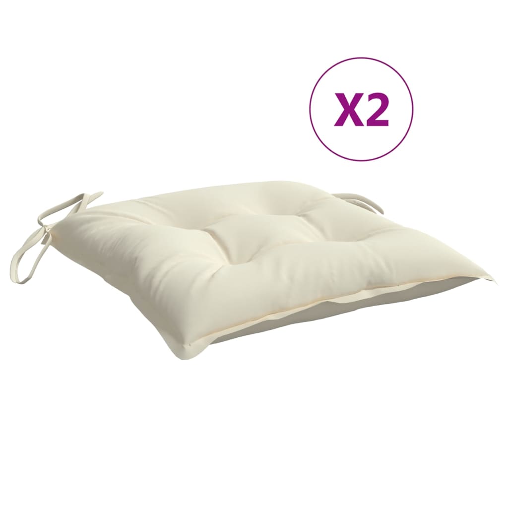 Stoelkussens 2 st 40x40x7 cm stof crèmewit is nu te koop bij PeponiXL, paradijselijk wonen!