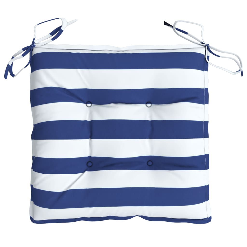 Stoelkussens 4 st gestreept 40x40x7 cm stof wit en blauw is nu te koop bij PeponiXL, paradijselijk wonen!