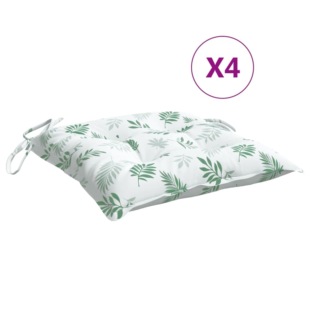 Stoelkussens 4 st bladpatroon 40x40x7 cm stof is nu te koop bij PeponiXL, paradijselijk wonen!