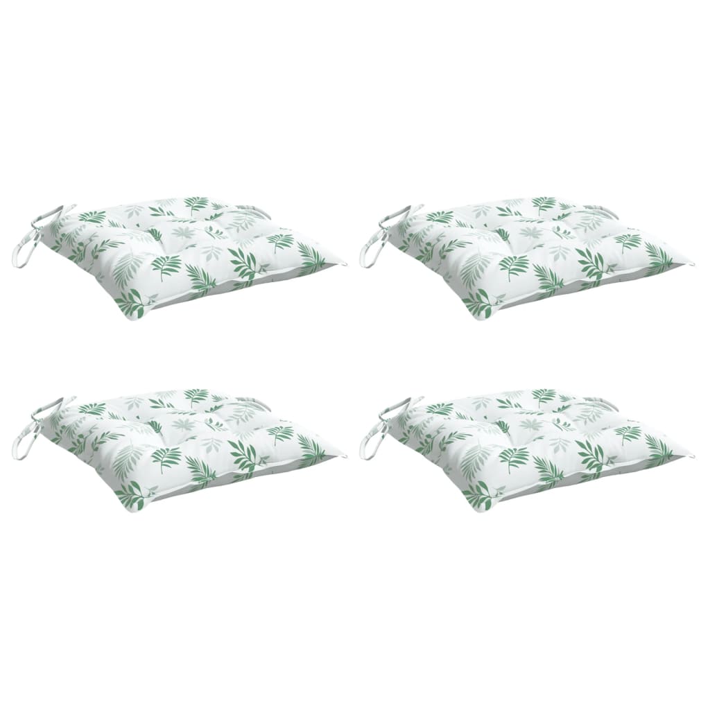Stoelkussens 4 st bladpatroon 40x40x7 cm stof is nu te koop bij PeponiXL, paradijselijk wonen!