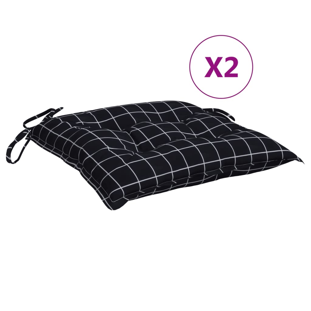 Stoelkussens 2 st 50x50x7 cm stof ruitpatroon zwart is nu te koop bij PeponiXL, paradijselijk wonen!