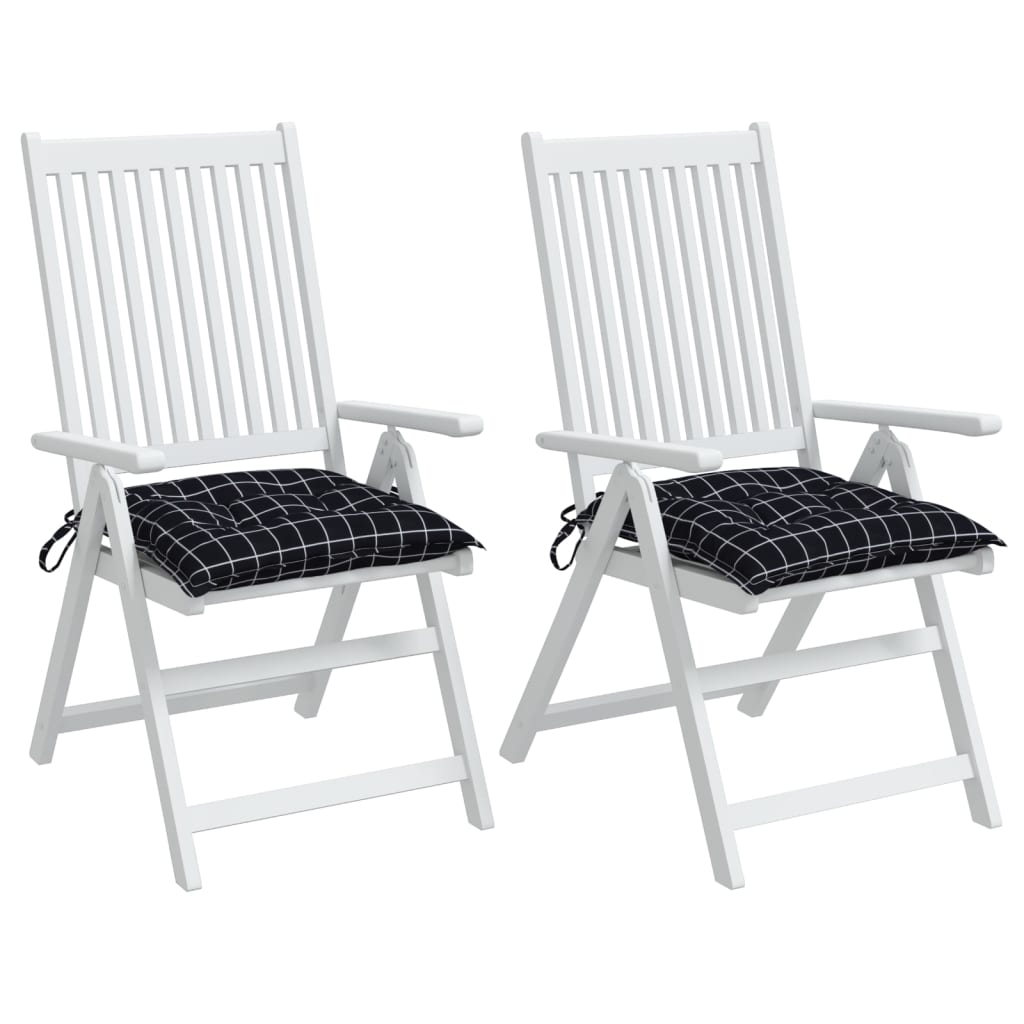 Stoelkussens 2 st 50x50x7 cm stof ruitpatroon zwart is nu te koop bij PeponiXL, paradijselijk wonen!