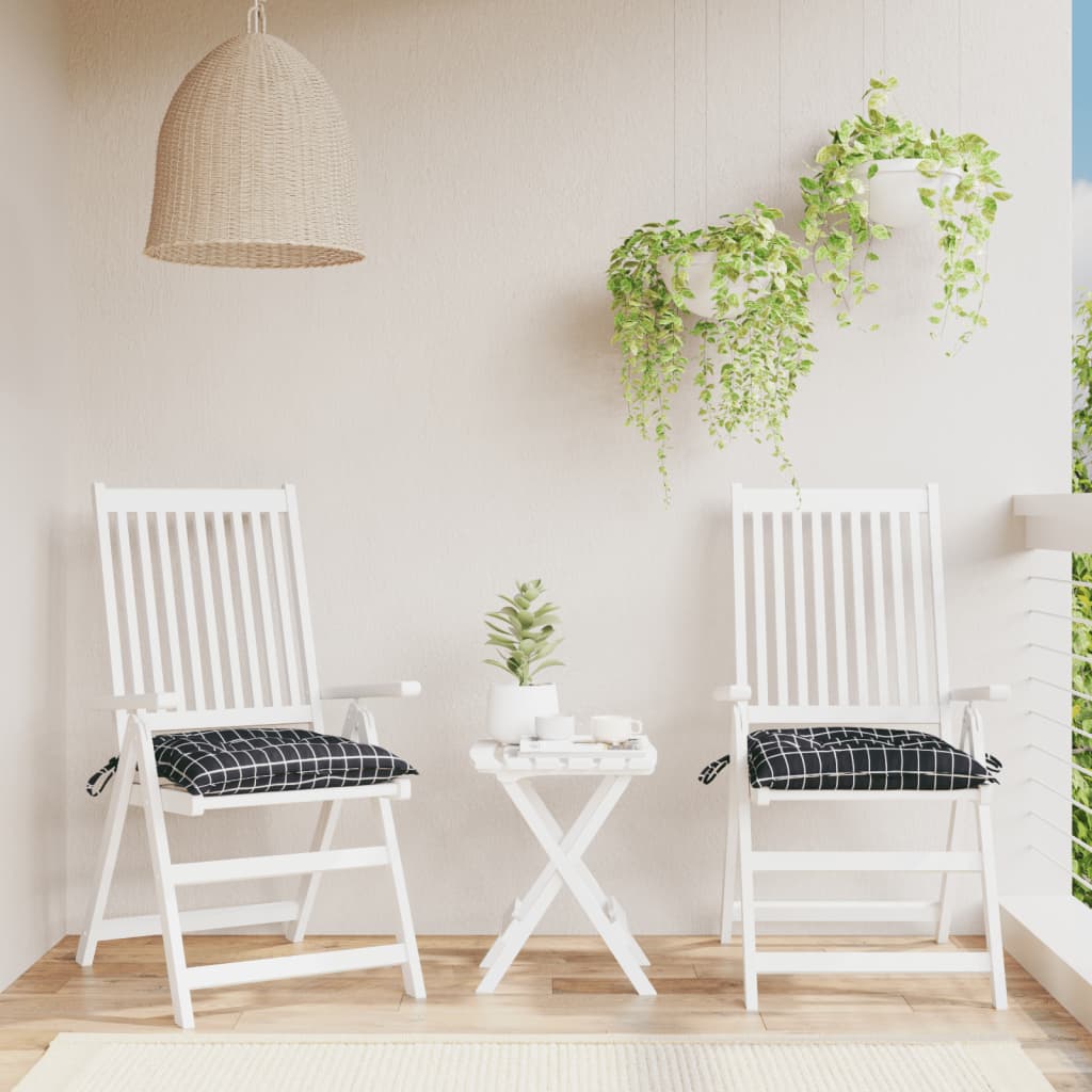 Stoelkussens 2 st 50x50x7 cm stof ruitpatroon zwart is nu te koop bij PeponiXL, paradijselijk wonen!