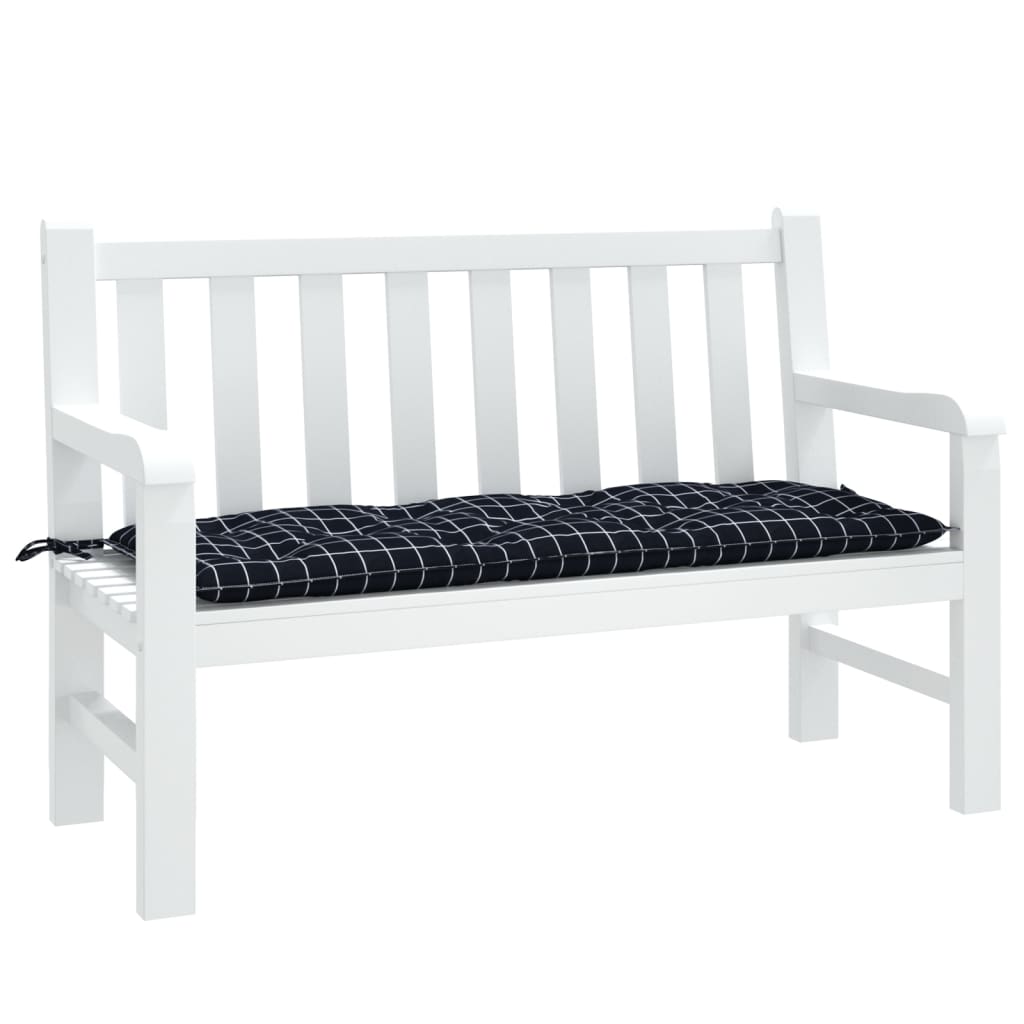 Tuinbankkussen ruitpatroon 120x50x7 cm stof zwart is nu te koop bij PeponiXL, paradijselijk wonen!