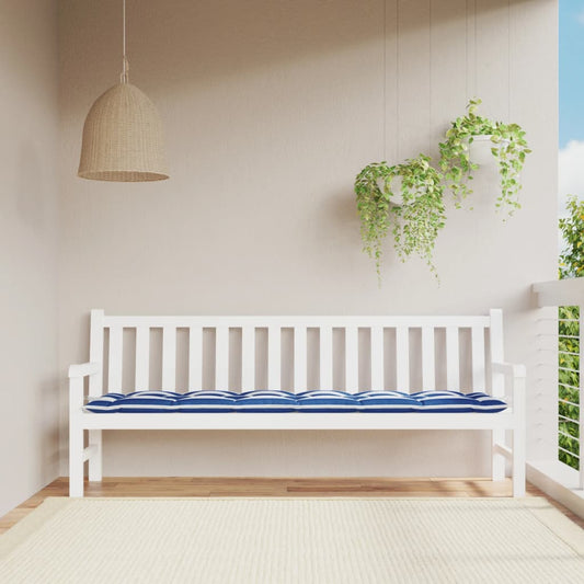 Tuinbankkussen gestreept 200x50x7 cm stof wit en blauw is nu te koop bij PeponiXL, paradijselijk wonen!
